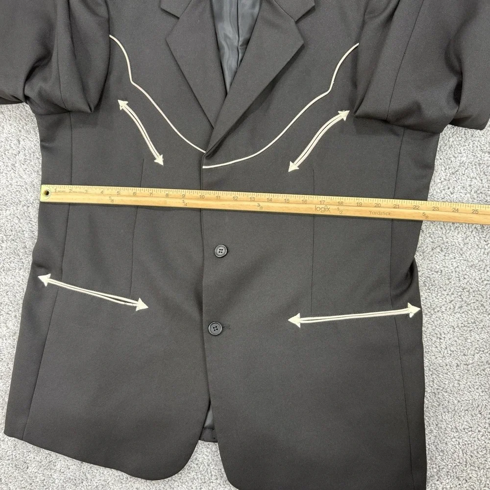 Scully Blazer Men's 44 Black Retro Western Jacket Yokes Piping Smile Pockets